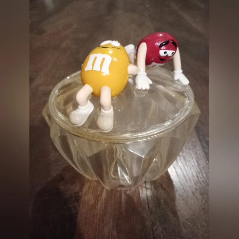 Vintage M&M's Candy Dispenser with Red and Yellow Characters